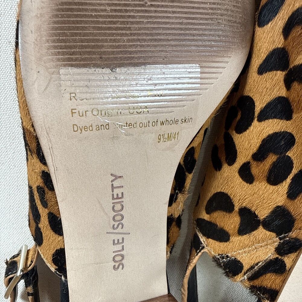 Sole Society Leopard Calf Hair Slingback Mule Sandals Block Heel Women’s 9.5M - Picture 6 of 9